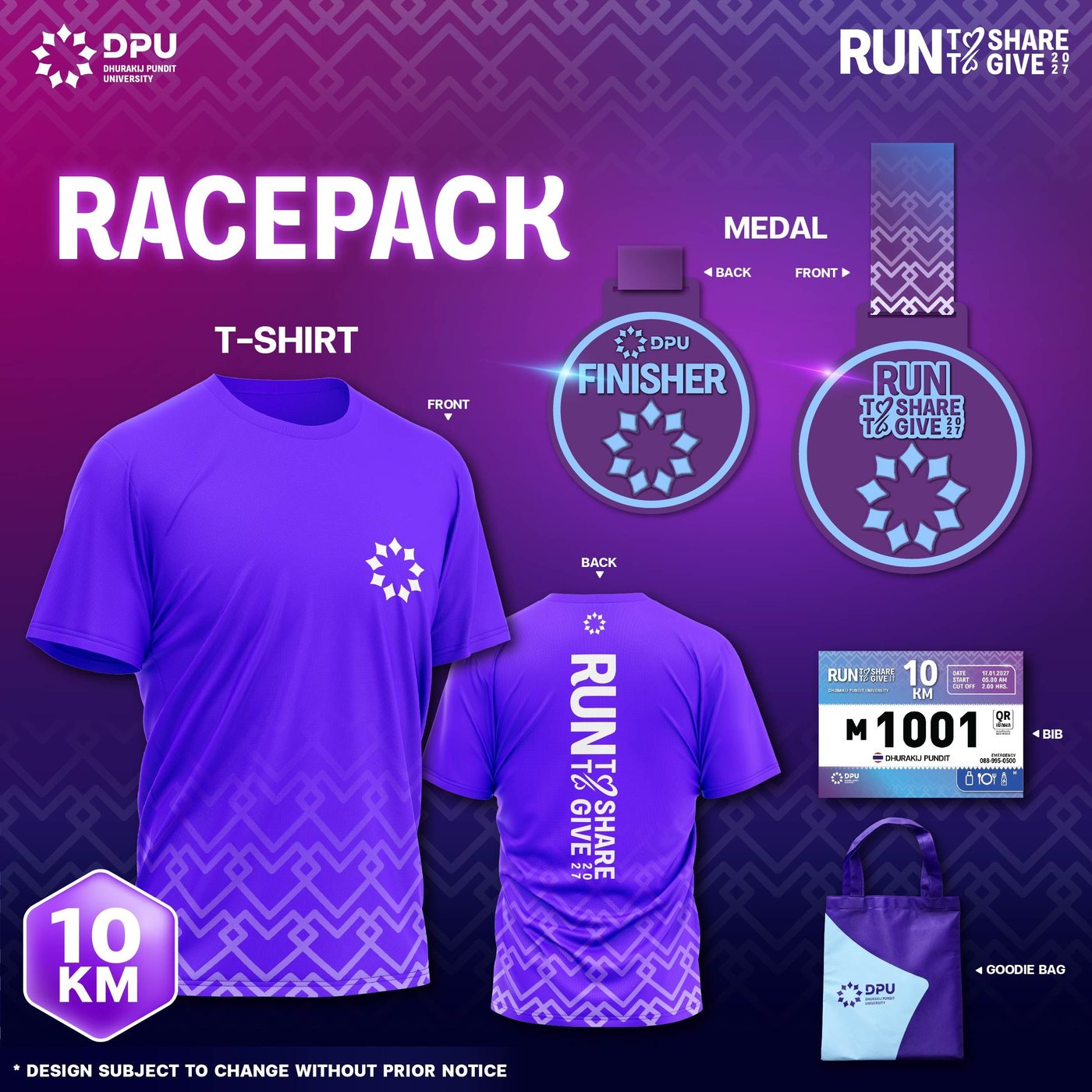 Race Pack 10KM — เสื้อ เหรียญ BIB และ Goodie Bag